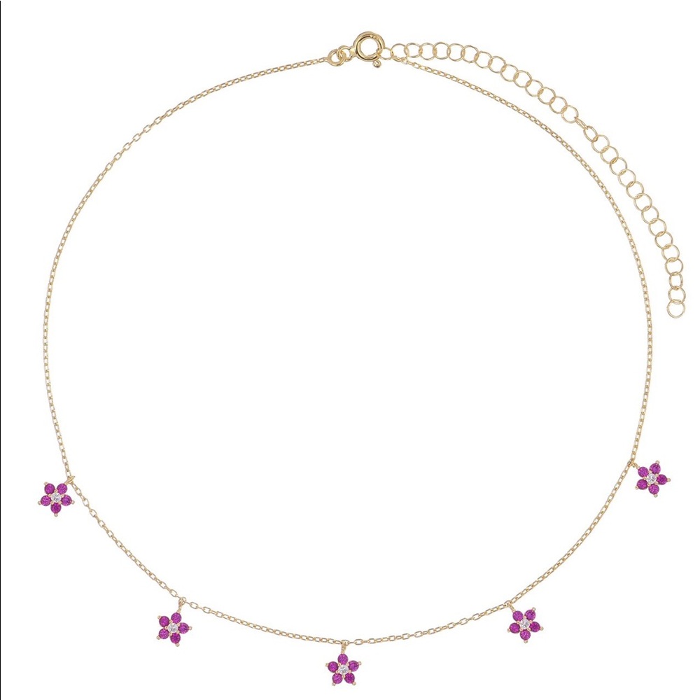 Choker with dangel flower ,dainty choker becklace